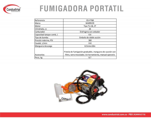 FUMIGADORA PORTATIL WARRIOR OS-P768