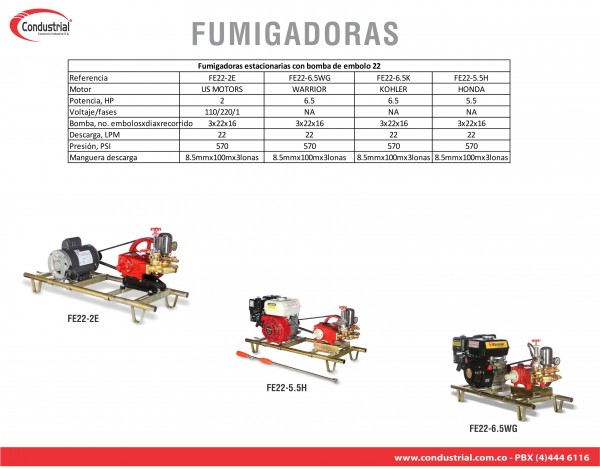 FUMIGADORA ESTACIONARIA A GASOLINA 4T - CONDUSTRIAL - FE22-6.5K