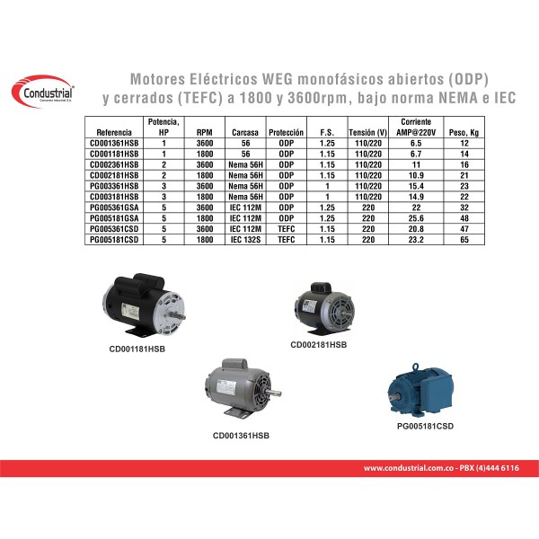 MOTOR ELECTRICO MONOFASICO - WEG - CD002181HSB