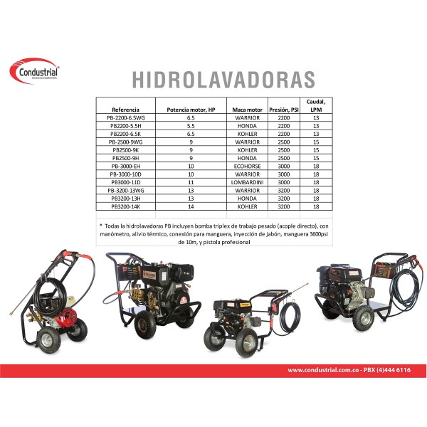 Hidrolavadora POWERBLAST PB3000-10D Con motor DIESEL de 10 HP