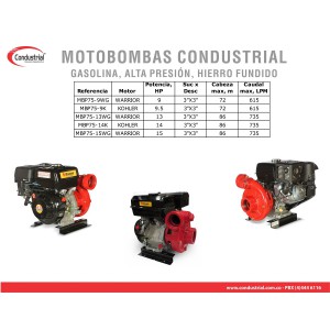 MOTOBOMBA A GASOLINA ALTA PRESION CONDUSTRIAL MBP75-15WG