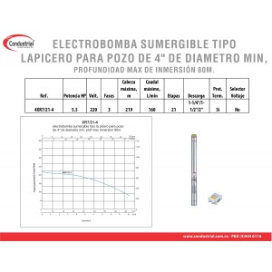 ELECTROBOMBA SUMERGIBLE TIPO LAPICERO 4XR7/21-4