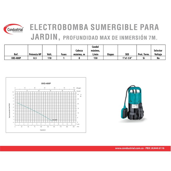 ELECTROBOMBA SUMERGIBLE XKS-400P