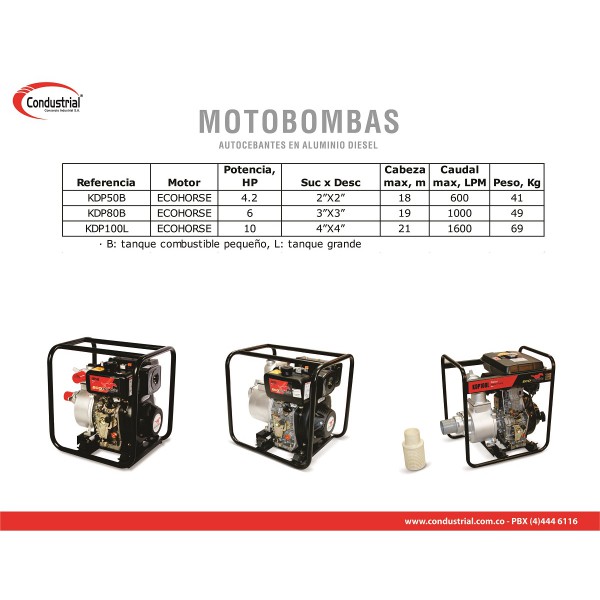 MOTOBOMBA DIESEL AUTOCEBANTE - ECOHORSE - KDP50B