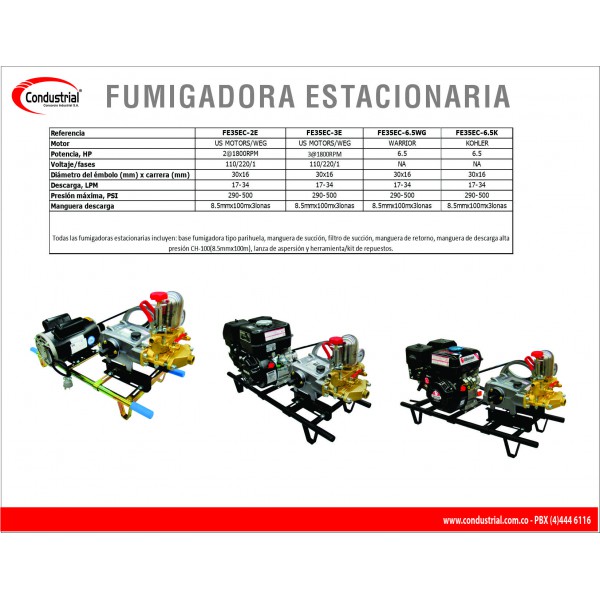 FUMIGADORA ESTACIONARIA CON MOTOR ELECTRICO - CONDUSTRIAL - FE35EC-2E
