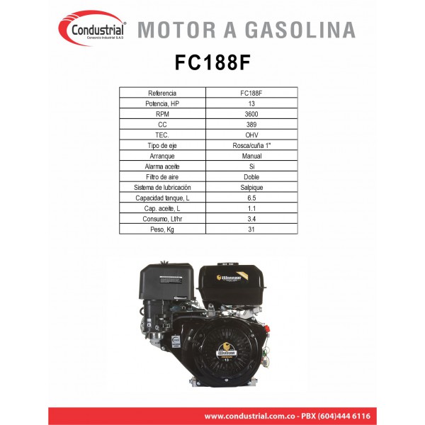 Motor WARRIOR GASOLINA ZS188F