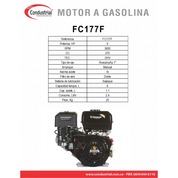 Motor WARRIOR GASOLINA ZS177F