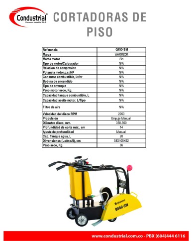 CORTADORA DE PISO - WARRIOR PREMIUM - Q450-SM