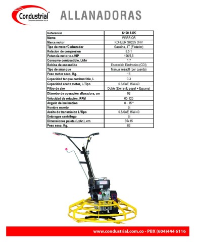 ALLANADORA A GASOLINA 4T - WARRIOR PREMIUM - S100-6.5K