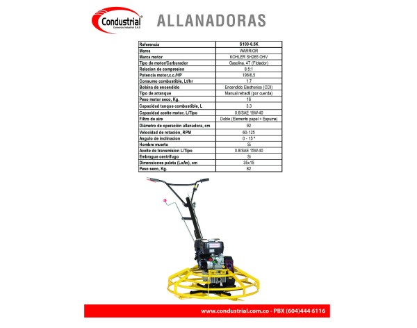 ALLANADORA A GASOLINA 4T - WARRIOR PREMIUM - S100-6.5K