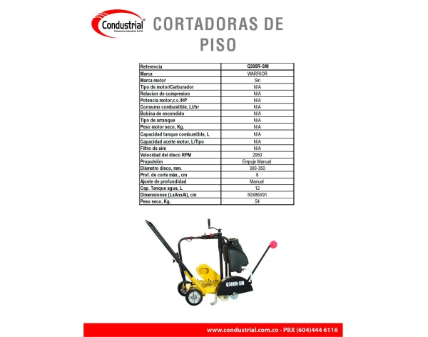 CORTADORA DE PISO - WARRIOR PREMIUM - Q300R-SM