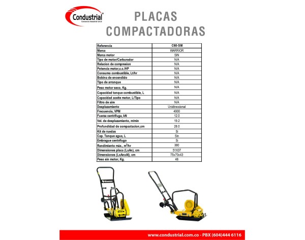 PLACA COMPACTADORA WARRIOR PREMIUM C60-SM